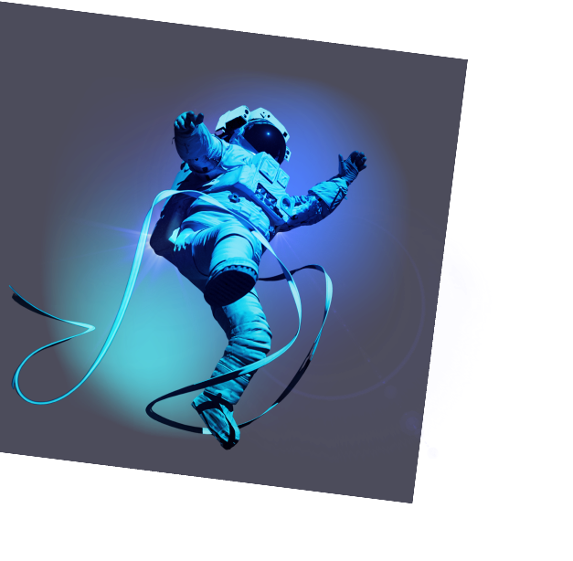 Astronaut dancing blue.