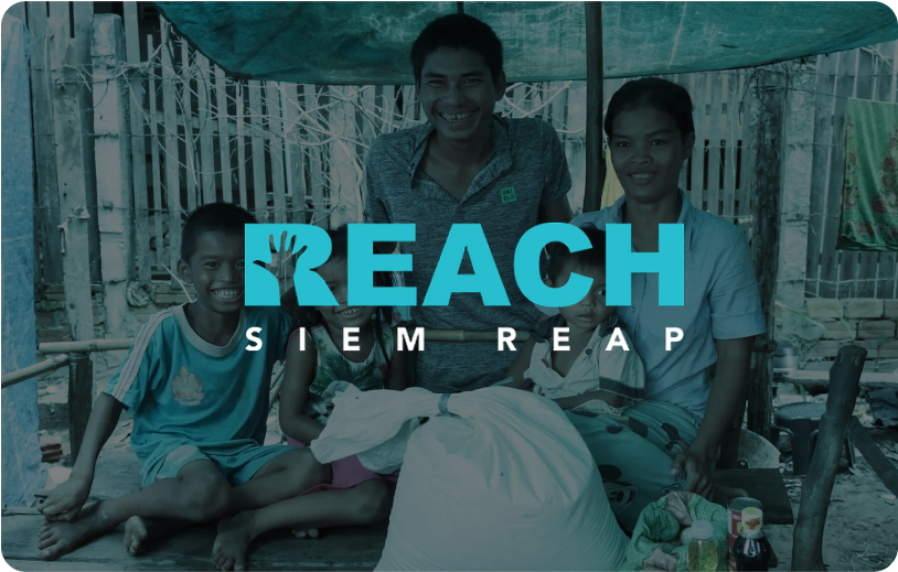REACH Siem Reap" logo over a family